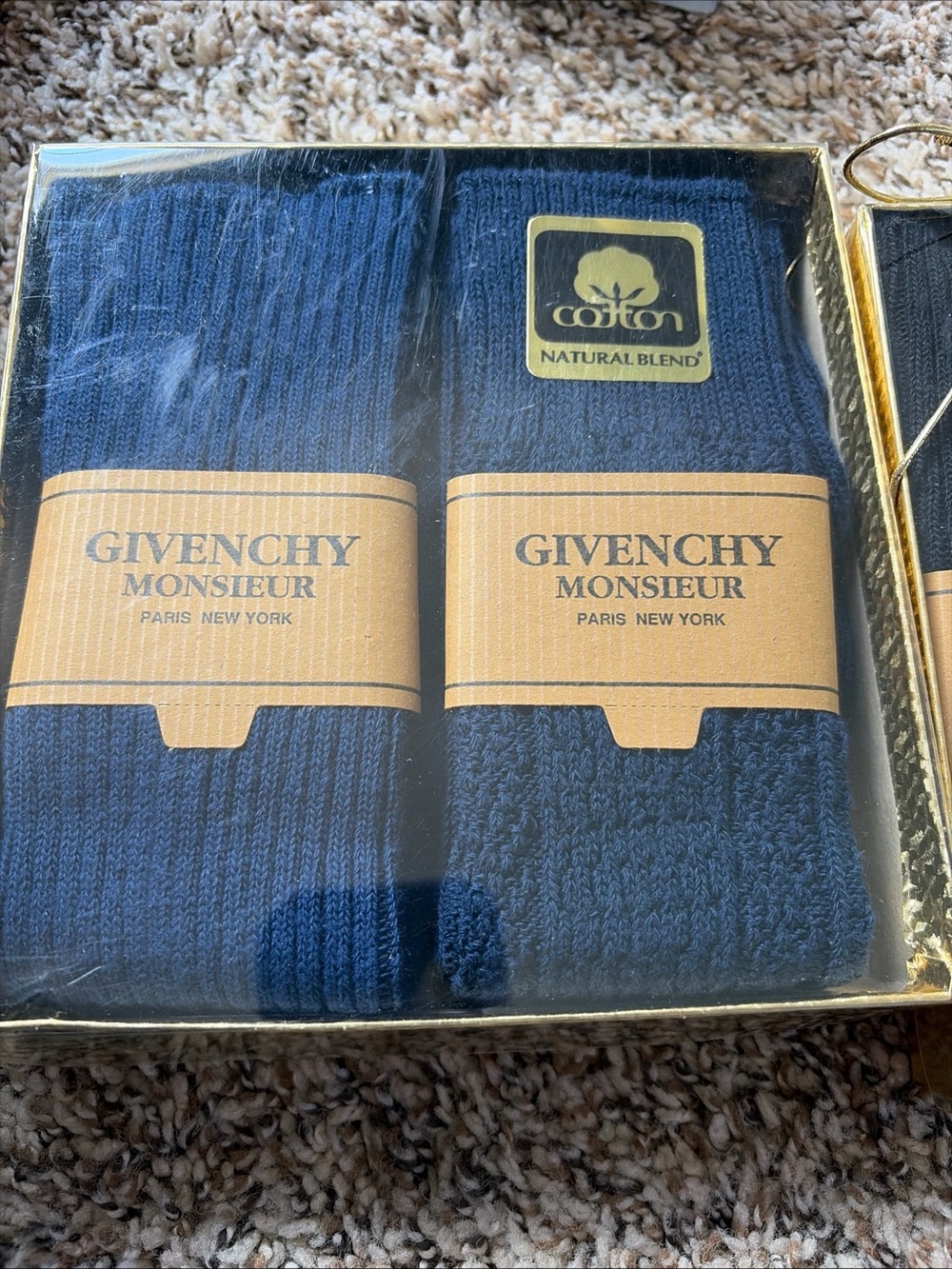 Vintage Givenchy Navy Blue Ribbed Men's Socks - Monsieur Pack